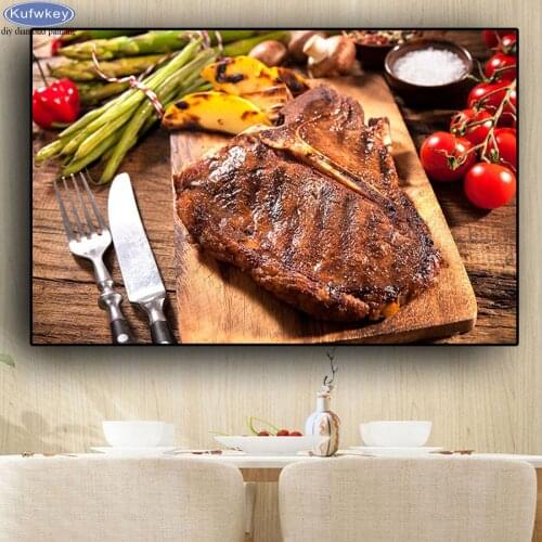 Meat Knife and Fork 5D DIY Diamond Painting Kitchen Decor Full Drill Square/Round Diamond Embroidery Mosaic Crystal Painting