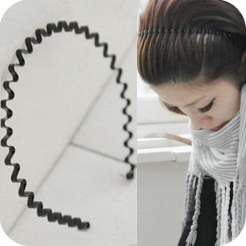 Chic Unisex Black Wavy Hairband Men Women Washing Headband Scrunchy Styling Tools Accessories Headwear Hair Head Hoop Bands