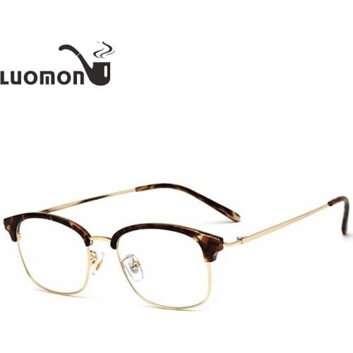 LUOMON Computer Prescription Transparent Frames Female Myopia Optical Semi-Rimles Clear Reading Clear Lens Glasses Frame