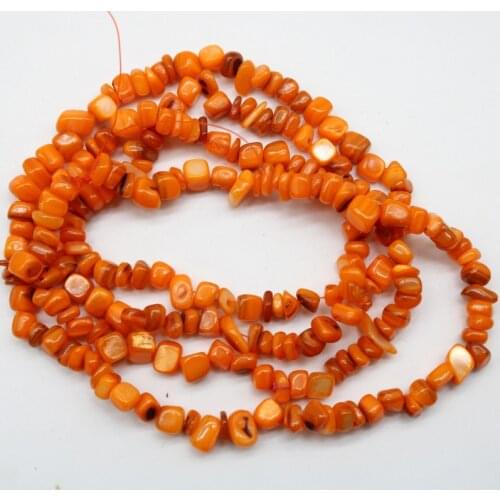 Wholesale Natural Gravel Irregular Square Orange red Dye Shell 5-7mm Beads For Jewelry Making DIY Bracelet Necklace 34