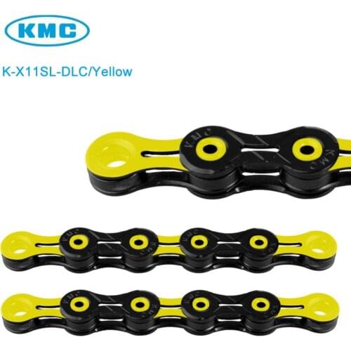 Original KMC X11SL-DLC 11 Speed Black/Yellow for Trekking 116 Links Super Light Diamond Like Coating 11S Chain + Missing Link