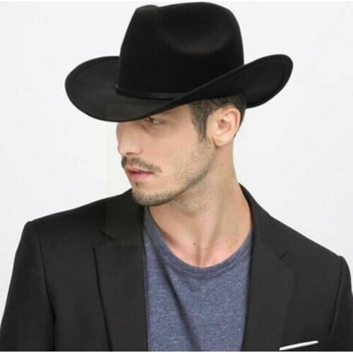 1Pcs Retro Wool Curved Eave Curled Edge Western Gentleman Cowboy Hats With Fashion Buckle Belt Panama Jazz Cowgirl Hat for Women