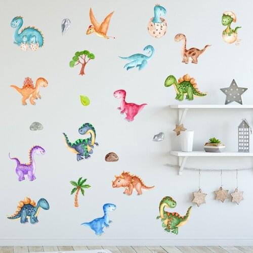 The Dinosaur Park Wall Decal Colorful Dinosaurs Wallpaper For Boys Room Decoration Cartoon Home Decor Removable PVC Stickers