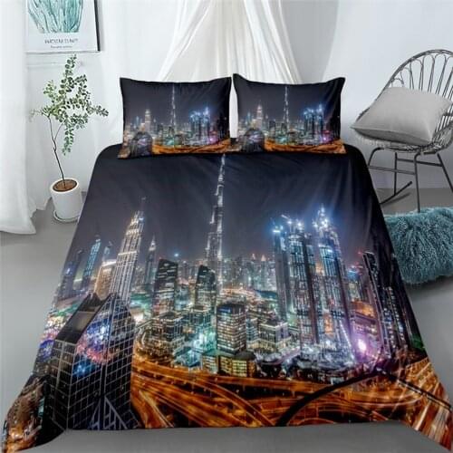 Landmark building city night scene 3d Print Luxury Adult Kid bedding set king queen double single size bed linen Duvet Cover set