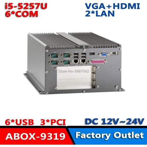 Rugged Industrial Embedded Box PC Intel Cor i5-5257U Fanless Computer Support 3*PCI LPT