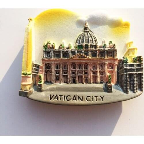 QIQIPP Vatican City, Italy, Rome, Creative Tourism Commemorative Crafts Hand-painted Magnetic Fridge Magnet Hand Gift