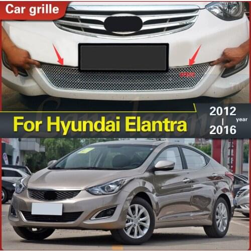 For Hyundai Elantra 2012 - 2016 304 Stainless steel car front grille racing grills grill cover trim Honeycomb Mesh Body kit
