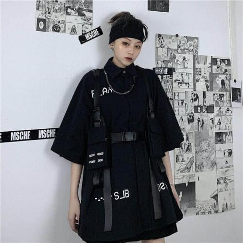 Shirt female spring and autumn Korean version tooling shirt function wind loose casual top S-2XL