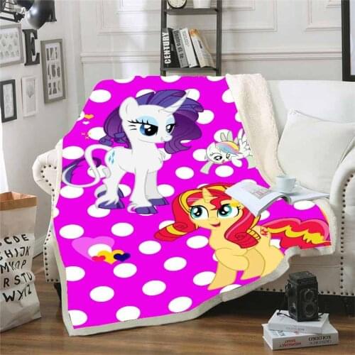 My Little Pony Funny Character Blanket 3D Print Sherpa Blanket on Bed Home Textiles Dreamlike Style 02