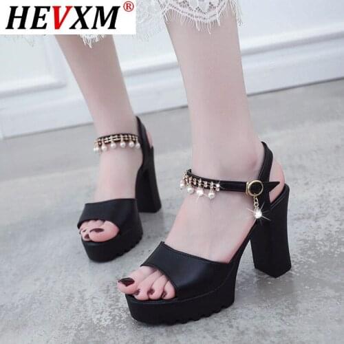 High Heels Sandals Women Rhinestone Pearl Ladies Summer Shoes Woman Thick Platform Sandals Sandalias Mujer 2020