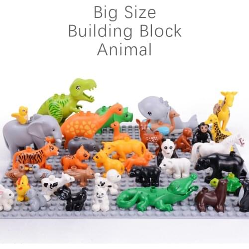 Building Blocks Animal Accessories Big Size Diy Figures Bear Lion Panda Giraffe Tiger Compatible Bricks Toys for Children Gifts