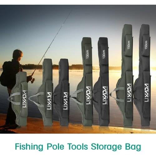 Lixada Portable Folding Fishing Rod Reel Bag Fishing Tackle Carry Bag Case Travel Storage Bag 80/100/130/150cm Fishing Bag