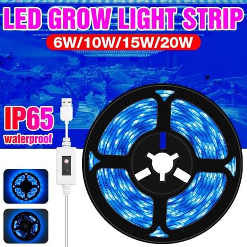 LED Plant Grow Lamp Strip USB Hydroponic Growing Light 0.5m 1m 2m 3m Hand Sweep Dimming Phyto Bulb Fitolamp Greenhouse Grow Tent