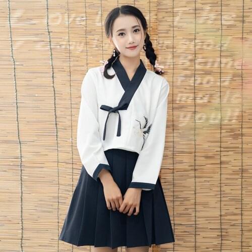 Traditional Chinese Style Hanfu Costume Dresses Women Tops Skirts Daily Outfits Ancient 2 Piece Sets Fairy Dance Clothes AA4268