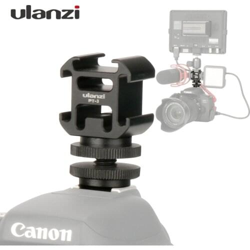 Ulanzi 3 Cold Shoe Camera Mount Adapter Extend Port with BY-MM1 Microphone LED Video Light for DSLR Camera Canon Nikon Petax