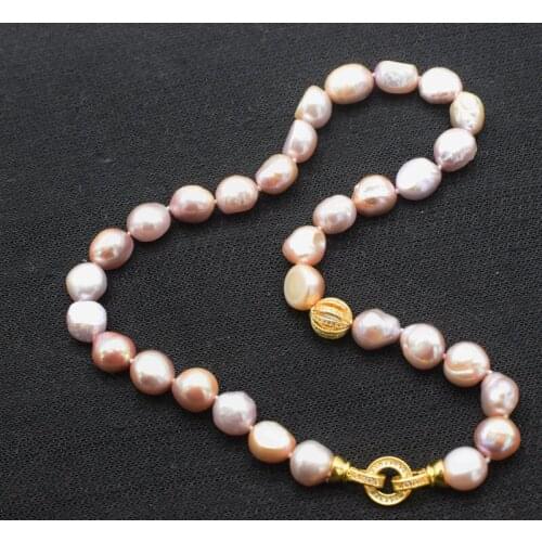 WOW! freshwater pearl purple baroque 9-13mm A necklace 18inch nature FPPJ wholesale
