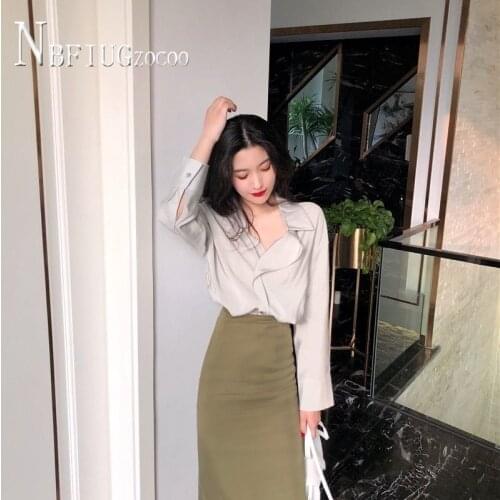 2020 Spring Summer Solid Blouse And Skirt Women Sets Office Lady Female Sets