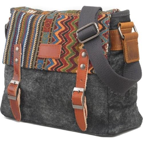 Vintage Mens Shoulder Bag Travel Crossbody Bags Causal Canvas Messenger Bag Patchwork Multi-function Laptop Handbag School Tote