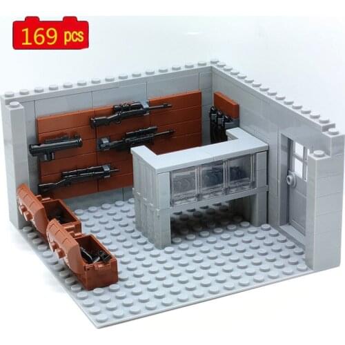 WW2 Military Series Small Arms Supply Shop Weapon Box MOC Accessories Building Blocks Bricks Toys Gifts