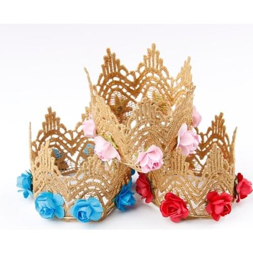 Yundfly 3pcs New Baby Girls DIY Lace Crown with Rose Flowers for Handmade Headband Hair Clip Hair Accessories Headwear