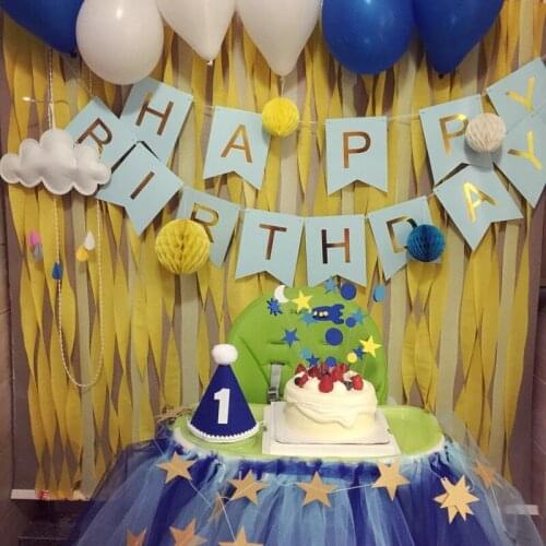 1 Set Happy Birthday Banner Letters Fishtail Flag Boys Girls Birthday Party Decoration Supplies Hanging Paper Bunting Garland