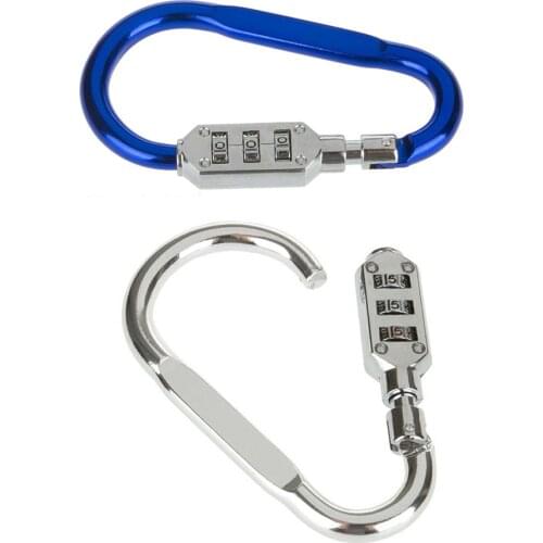 1pc Outdoor Hiking Bag Luggage Security Carabiner Lock 3 Dial Password Padlock Tool Portable Luggage Zinc Alloy Security Lock
