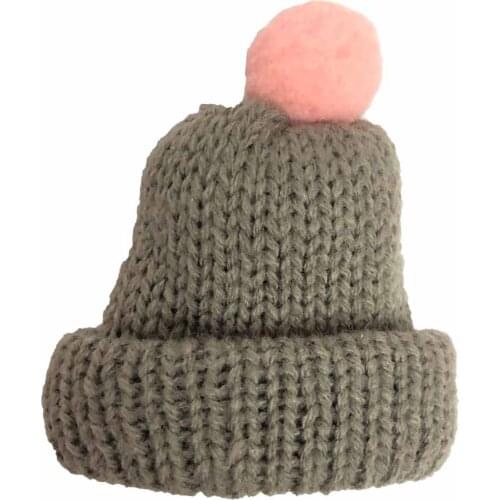 NK 1 Pcs Doll Hat Handmade Cap Daily Grey Hat Pink plush ball Headwear For Barbie Doll Accessories Gift Baby DIY Toys 05A 5X