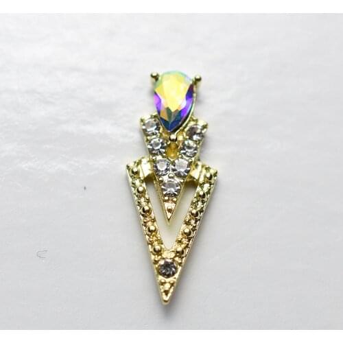 10Pcs 9 Colors K Gold Luxury AB Diamond Triangle 3D Nail Art Decorations Rhinestones Supplies Glitter Charms Stone 2020 New