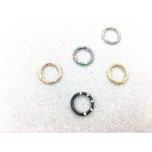 10pcs/lot Free Shipping Titanium Gems Seamless Hinged Segment Ring Clicker Cartilage Nose/Lip Hoop Septum
