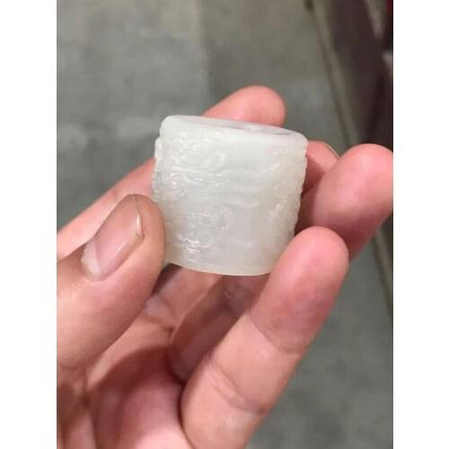 100% real hetian jade ring handmade dragon hetian green jade ring male and female jade ring jade gift rings brand men