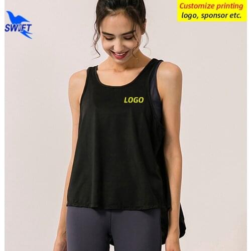 2021 Summer Breathable Mesh Yoga Blouse Vest Women Quick Dry Running Sleeveless Shirt Gym Fitness Crop Top Singlet Customize