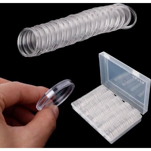 30mm 100 Coin Holder Capsules Round Box Plastic collectibles Storage Organizer