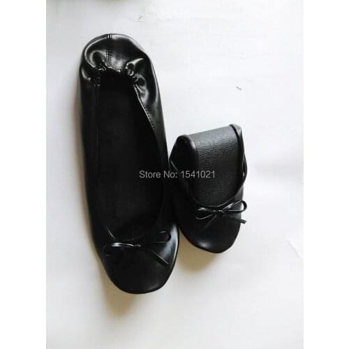 Ladies favor roll up black Soft dancing shoes ballet slipper