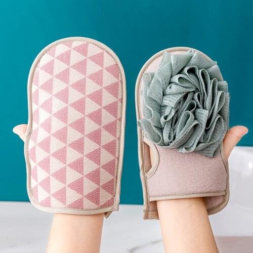 Double-sided Shower Bath Exfoliating Gloves Soft Scrub Body Sponge Wash Skin Dry Massage Brush SPA Foam Glove Bath Accessories