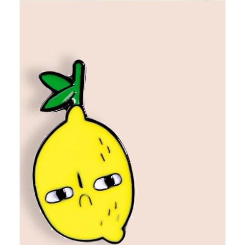 Sad Lemon Enamel Pin Depressed Confused Expression Brooch Denim Jeans shirt bag Fruit Jewelry Gift For Friends kids