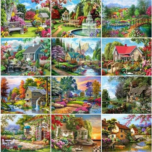EverShine 5D DIY Diamond Painting Landscape Full Square Drill Diamond Mosaic Garden Picture Of Rhinestones Embroidery Home Decor