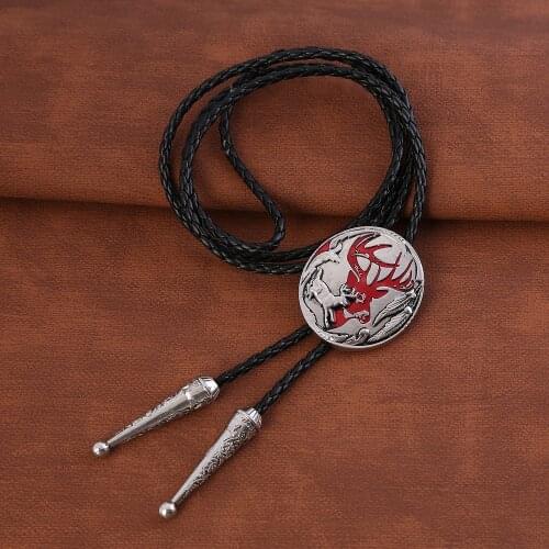 European and American new style bolo tie, animal elf elk, fashionable mens leather cord necklace