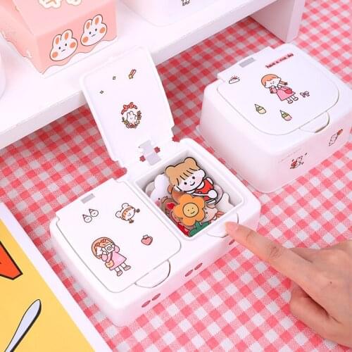 Ins Button Desktop Cute Storage Box With Lid Sundries Mini Jewelry Storage Box Organizer Kawaii Box Container Storage Small