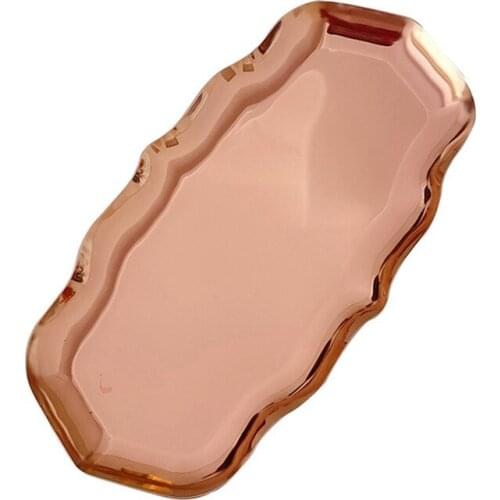 Exquisite Wave Shaped Stainless Steel Tray Desktop Cosmetic Storage Box Porch Jewelry Storage Light Luxury Metal Tray