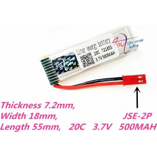 JSE-2P 3.7v 500mah 721855 Lipo Battery V929 V222 V959 U815A U818A U819A L6036 L6039 rc Quadrocopter High power
