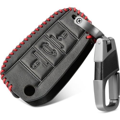 Skin Leather Flip Car Key Cover for Citroen C4 CACTUS C5 C3 C4L Peugeot 508 301 2008 3008 408 key Case Bag Holder