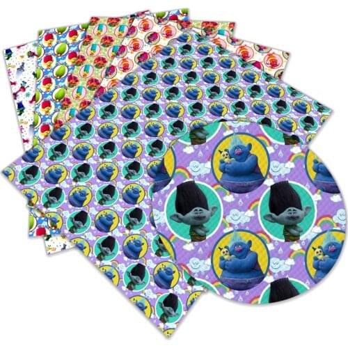 Cartoon Theme Faux Leather Sheets Anime Movie Printed Synthetic Leather Fabric 22x30 cm for Bows & Earring DIY Crafts