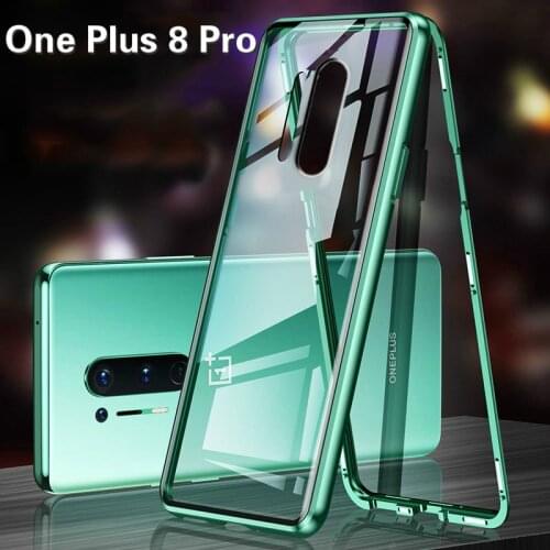 Magnetic Case For Oneplus 8 Pro Case Dual Sided Tempered Glass Clear Cover For Oneplus One plus 7 Pro Case 360 Full Protection