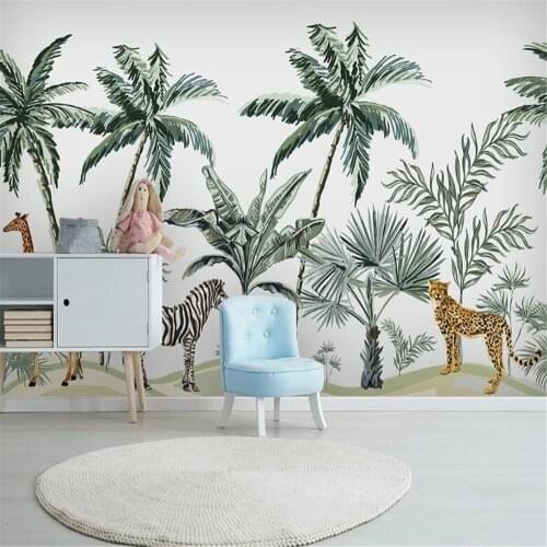 Milofi Custom Mural Wallpaper Wall Cloth Nordic Simple Abstract Line Tropical Leaf Sofa Bedroom Background Wall