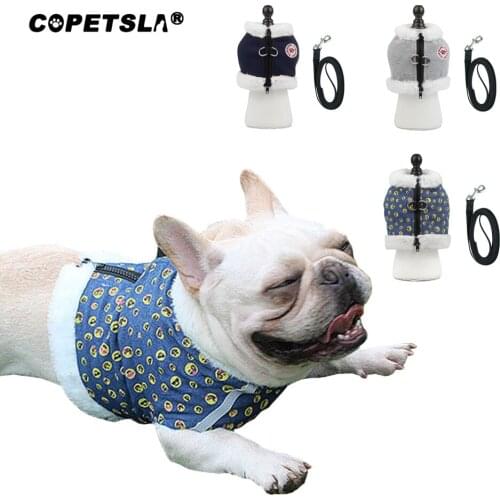 Copetsla New Soft Plush Pet Dog Harnesses Vest Adjustable Chihuahua Puppy Cat Harness Leash Set For Small Medium Dogs Coat