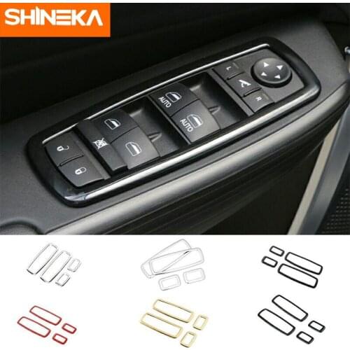 SHINEKA Automotive Interior Stickers For Jeep Grand Cherokee 2011-2016 ABS Car Interior Window Switch Button Decoration Cover