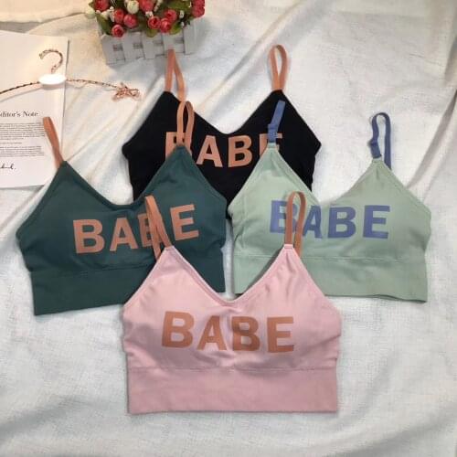 Womens Cotton Underwear Tube Top Bra Fashion Bra Top Female Letter Underwear Girl Suspender Tank Up Womens Sports Bra Lingerie