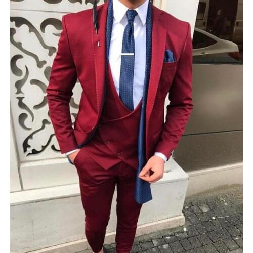2017 Latest Coat Pant Design Burgundy Men Suit Groom Wedding Suits Slim Fit 3 Piece Tuxedo Custom Prom Blazer Terno Masculino 07