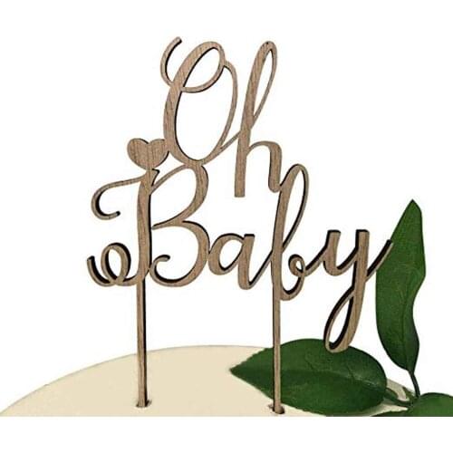 Oh Baby Cake Topper for Baby Shower Cake Topper Supplies Cake Decoration Mirror wooden Glod/Silver Color Acrylic