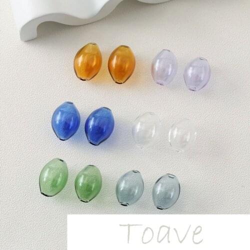 Oval Color Hollow Glass Beads diy Beaded Necklace Bracelet Earrings Hand-made Retro Material Accessories